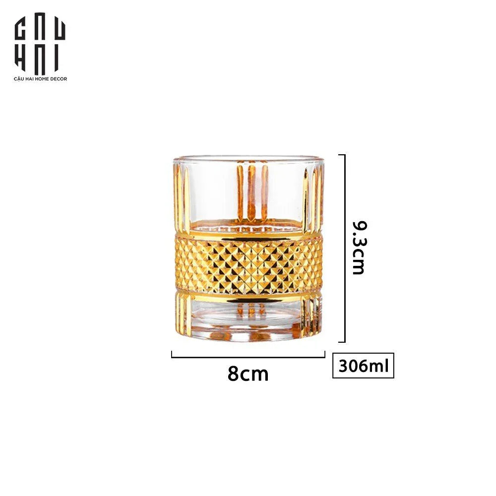 Ly Shot Brandy Whiskey Pha Lê Walter Allure Gold Lignes 310ml 9x10cm-CẬU HAI HOME DECOR