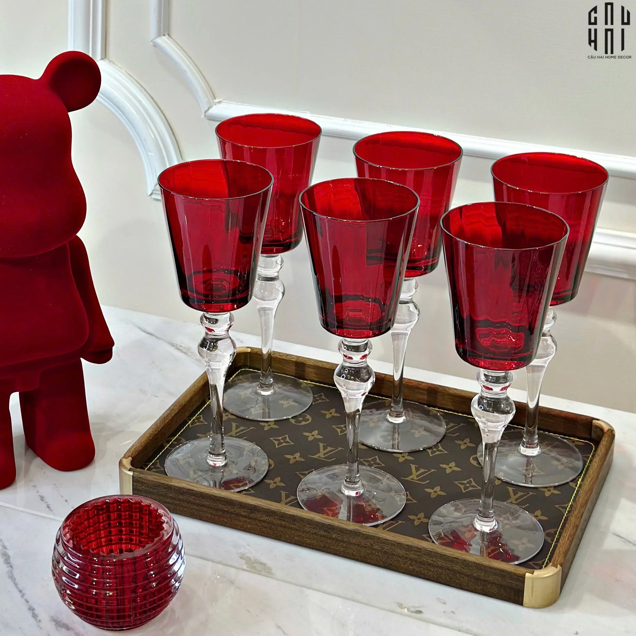 Ly Vang Đỏ Thuỷ Tinh Crimson Peak Lily - Red Wine Glasses 8.5x25 260ml-LY THỦY TINH-CẬU HAI HOME DECOR