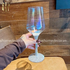 Ly Vang Thuỷ Tinh Đính Kim Cương - Diamond Bling Bling 6.5x23 450ML-LY THỦY TINH-CẬU HAI HOME DECOR