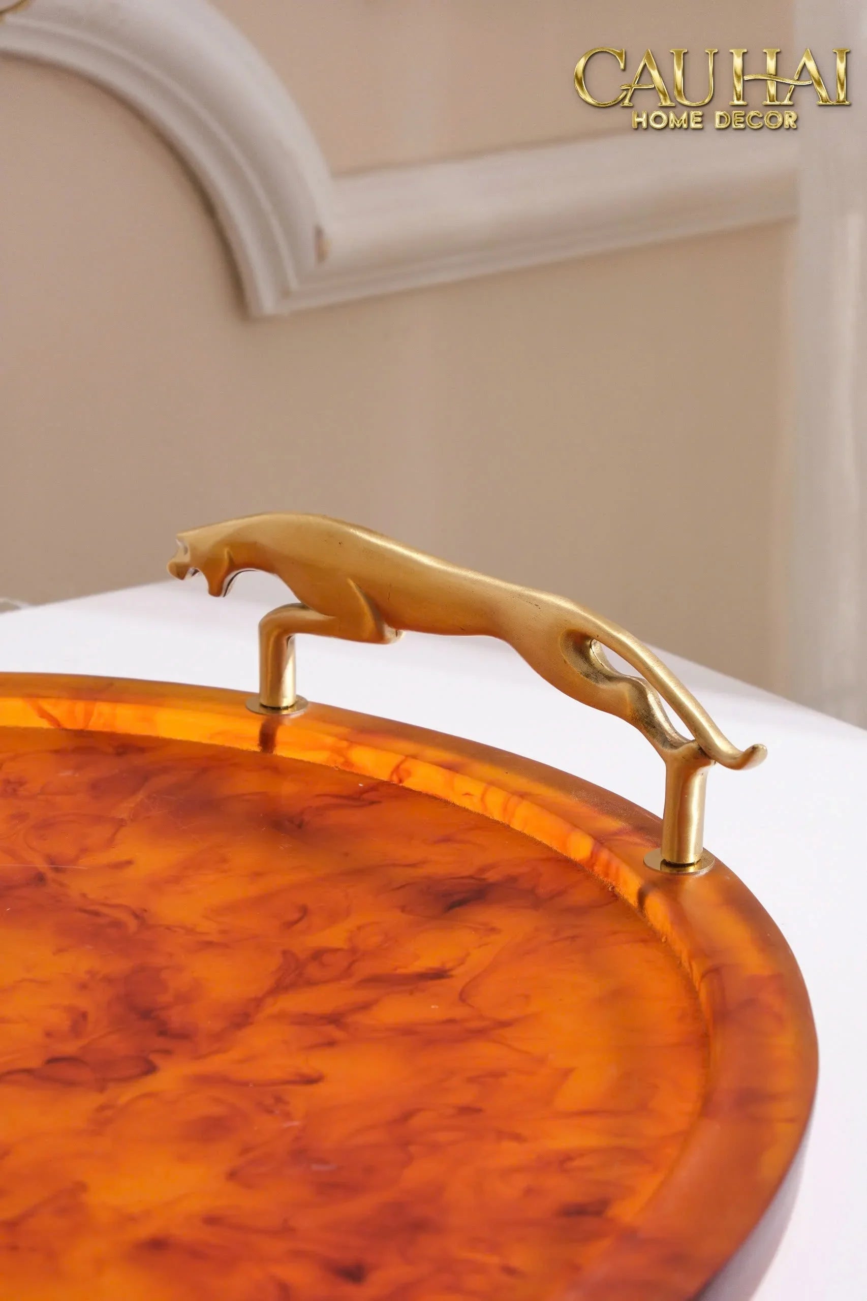 Maison Coutre - Khay Tròn Màu Hổ Phách Amber Savage D43-KHAY TRANG TRÍ-CẬU HAI HOME DECOR