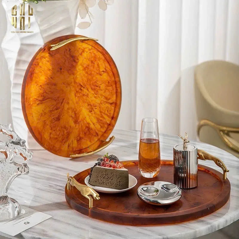 Maison Coutre - Khay Tròn Màu Hổ Phách Amber Savage D43-KHAY TRANG TRÍ-CẬU HAI HOME DECOR