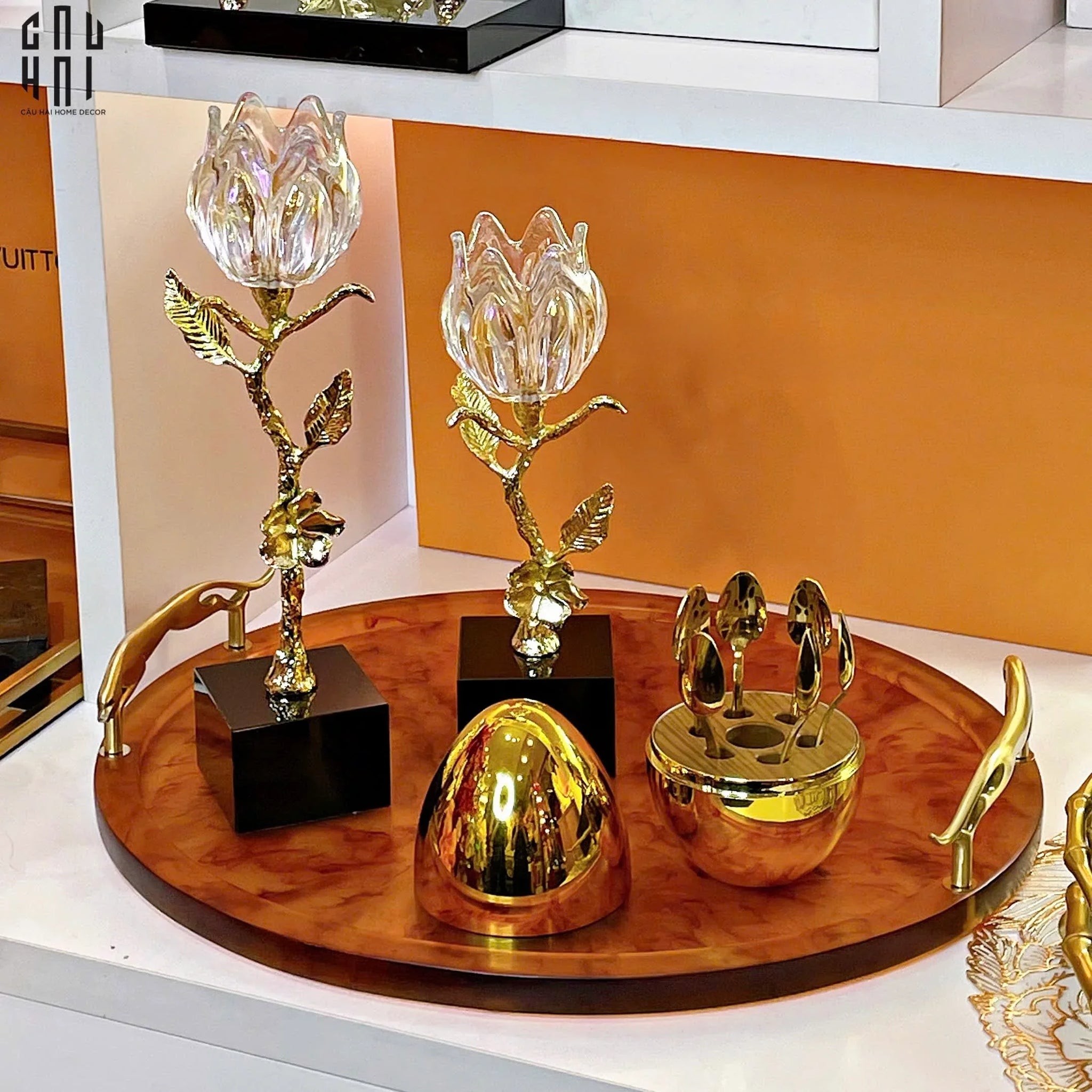 Maison Coutre - Khay Tròn Màu Hổ Phách Amber Savage D43-KHAY TRANG TRÍ-CẬU HAI HOME DECOR