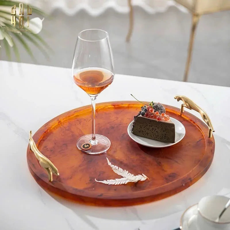 Maison Coutre - Khay Tròn Màu Hổ Phách Amber Savage D43-KHAY TRANG TRÍ-CẬU HAI HOME DECOR