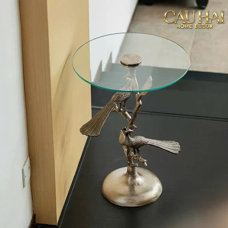 Maison Couture - Bàn Trà Góc Khổng Tước Bằng Đồng - Royale Aureate Paon Brasson Jardin Side Table H61-BÀN SOFA-CẬU HAI HOME DECOR