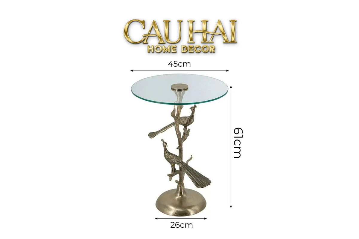 Maison Couture - Bàn Trà Góc Khổng Tước Bằng Đồng - Royale Aureate Paon Brasson Jardin Side Table H61-BÀN SOFA-Đối tác tại Trung Quốc theo từng đơn đặt hàng-CẬU HAI HOME DECOR