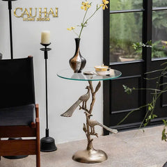 Maison Couture - Bàn Trà Góc Khổng Tước Bằng Đồng - Royale Aureate Paon Brasson Jardin Side Table H61-CẬU HAI HOME DECOR