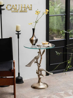 Maison Couture - Bàn Trà Góc Khổng Tước Bằng Đồng - Royale Aureate Paon Brasson Jardin Side Table H61-CẬU HAI HOME DECOR