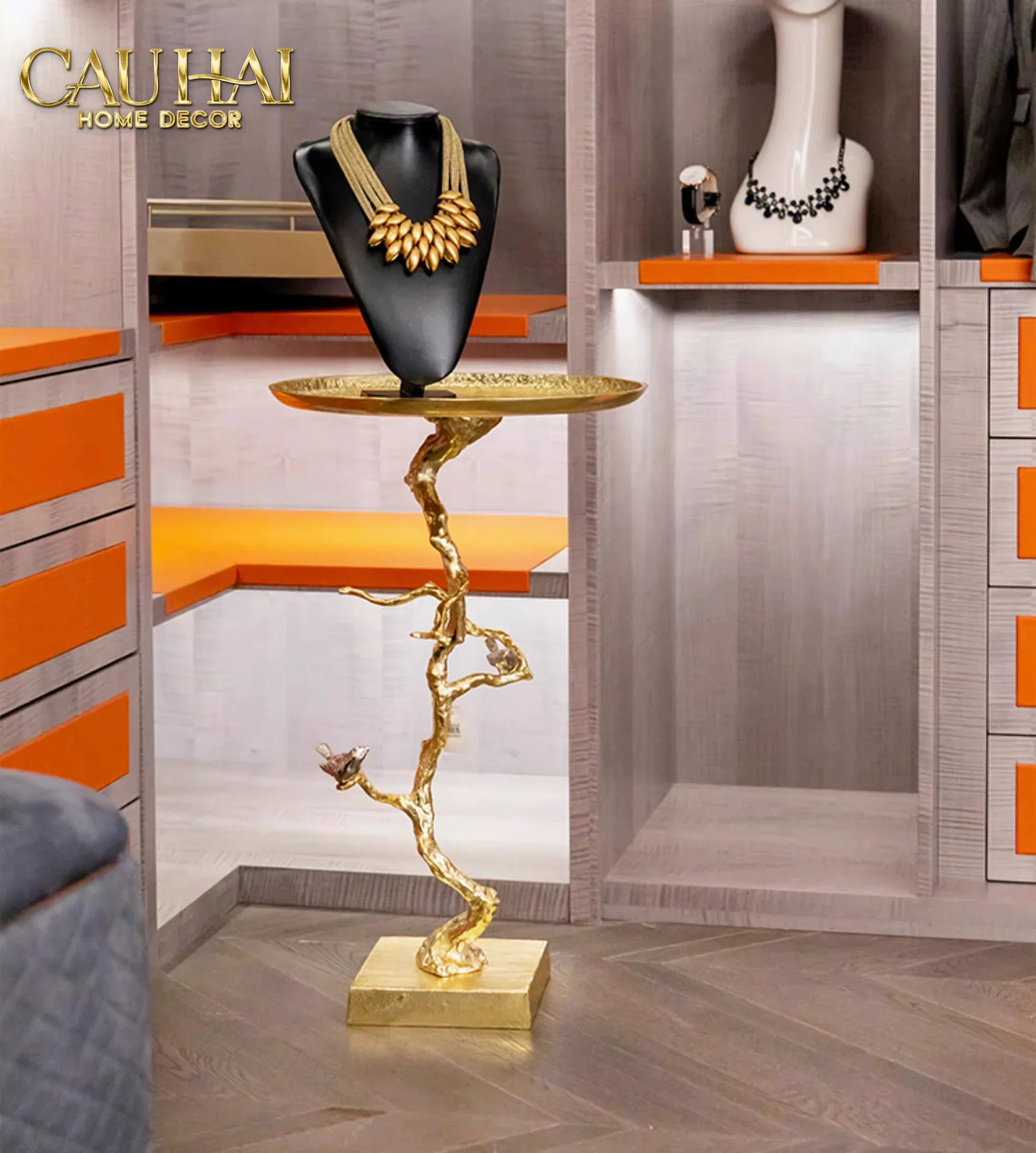 Maison Couture - Bàn Trà Góc Thân Cây Mạ Vàng L’Atelier Golden Branch – Brass Sculptural Side Accent Table H71-Hoa Lụa-CẬU HAI HOME DECOR