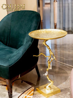 Maison Couture - Bàn Trà Góc Thân Cây Mạ Vàng L’Atelier Golden Branch – Brass Sculptural Side Accent Table H71-Hoa Lụa-CẬU HAI HOME DECOR