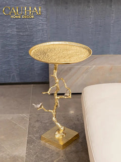 Maison Couture - Bàn Trà Góc Thân Cây Mạ Vàng L’Atelier Golden Branch – Brass Sculptural Side Accent Table H71-Hoa Lụa-CẬU HAI HOME DECOR