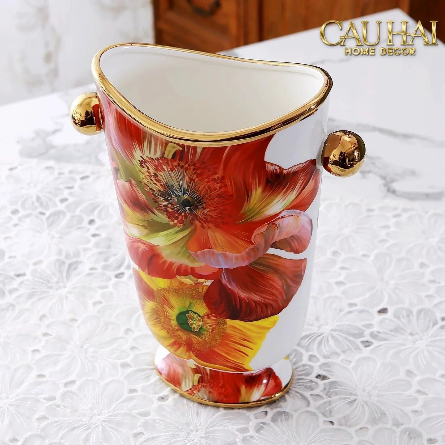 Maison Couture - Bình Hoa Bình Hoa Dáng Đàn Lyre - Prospérité Florissante - Lyre Silhouette Amphora Vase H28-BÌNH HOA-CẬU HAI HOME DECOR