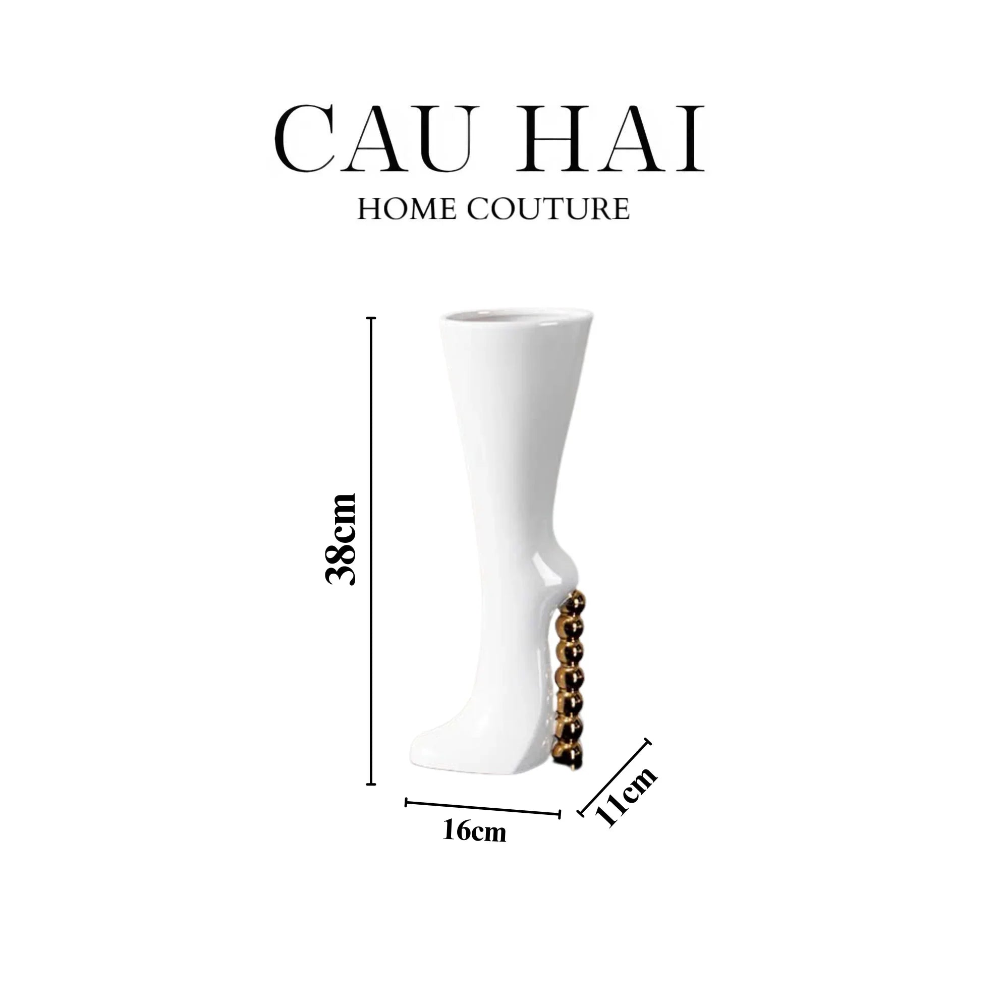 Maison Couture - Bình Hoa Catwalk High Heel Pearl White Vase H38-BÌNH HOA-CẬU HAI HOME DECOR