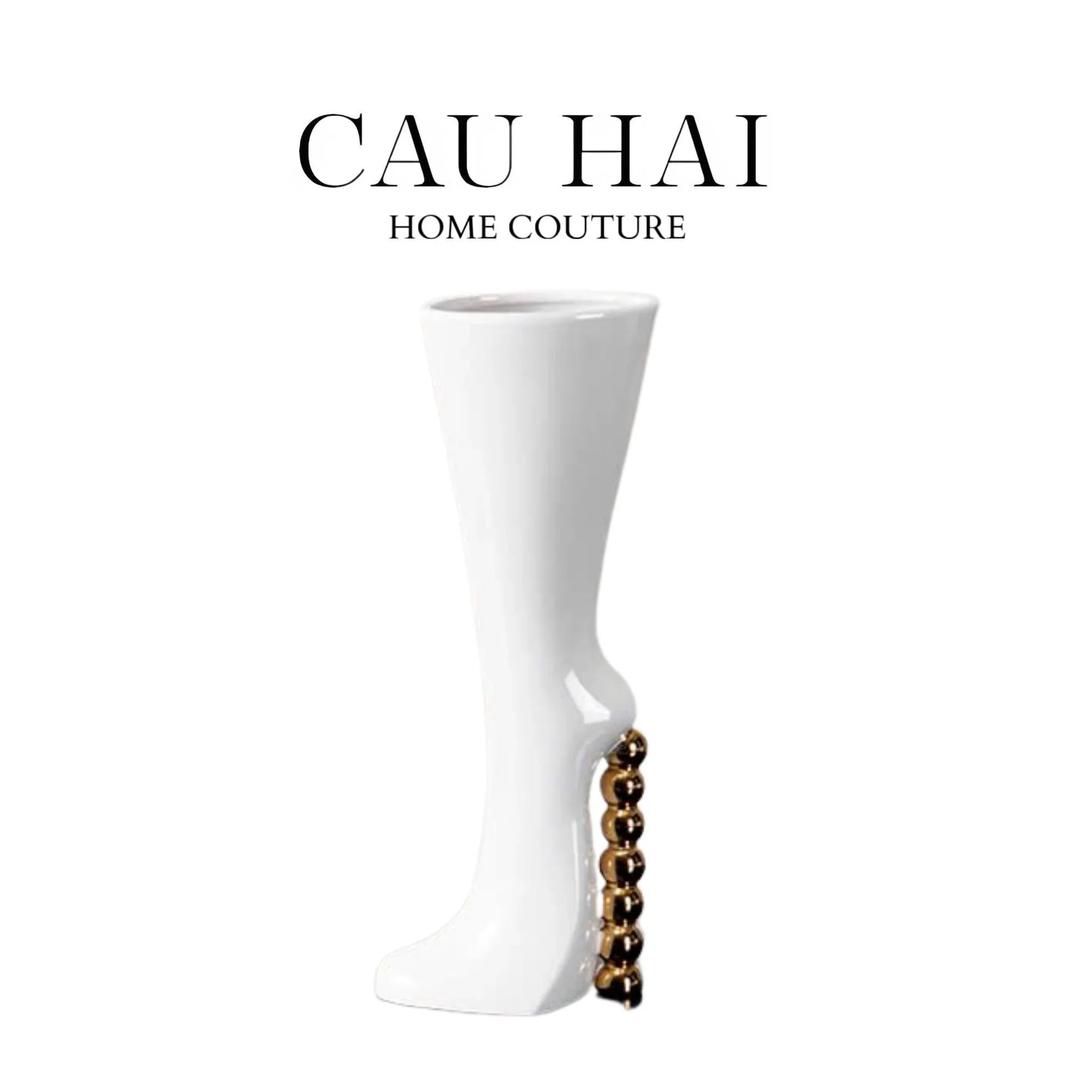 Maison Couture - Bình Hoa Catwalk High Heel Pearl White Vase H38-BÌNH HOA-CẬU HAI HOME DECOR