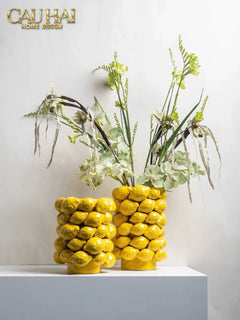 Maison Couture - Bình Hoa Ceramic Citron - Éclat Jaune H25-CẬU HAI HOME DECOR