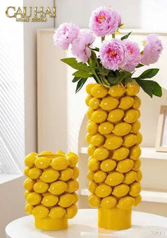 Maison Couture - Bình Hoa Ceramic Citron - Éclat Jaune H25-CẬU HAI HOME DECOR