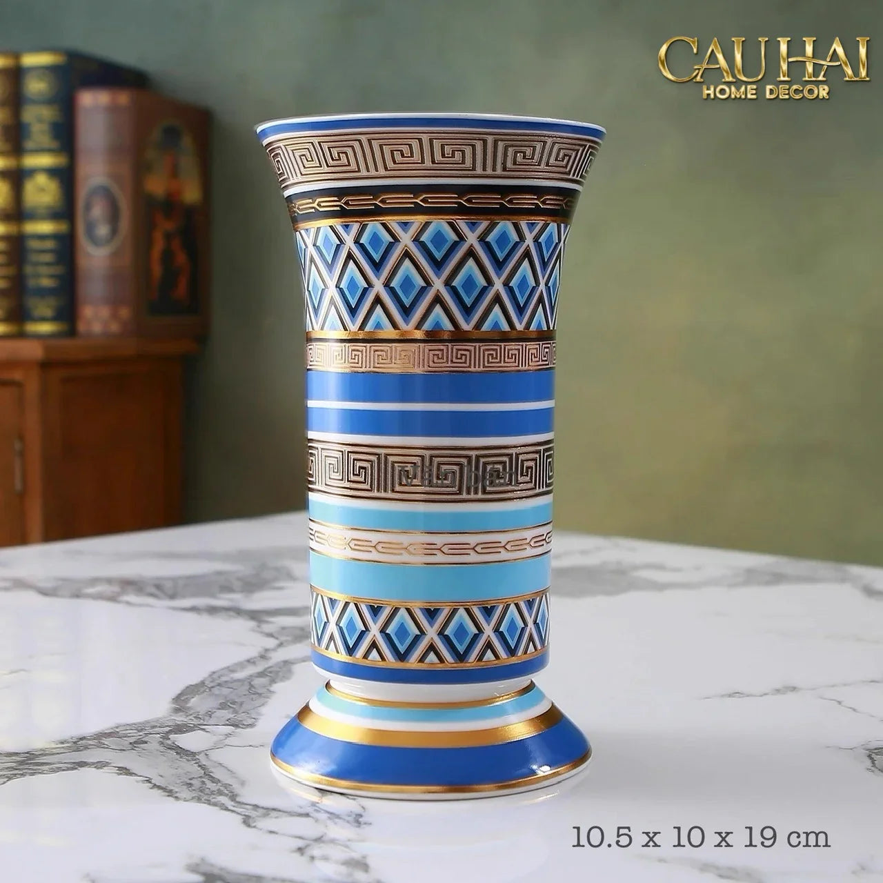 Maison Couture - Bình Hoa Colonne Impériale Azure H19-BÌNH HOA-CẬU HAI HOME DECOR