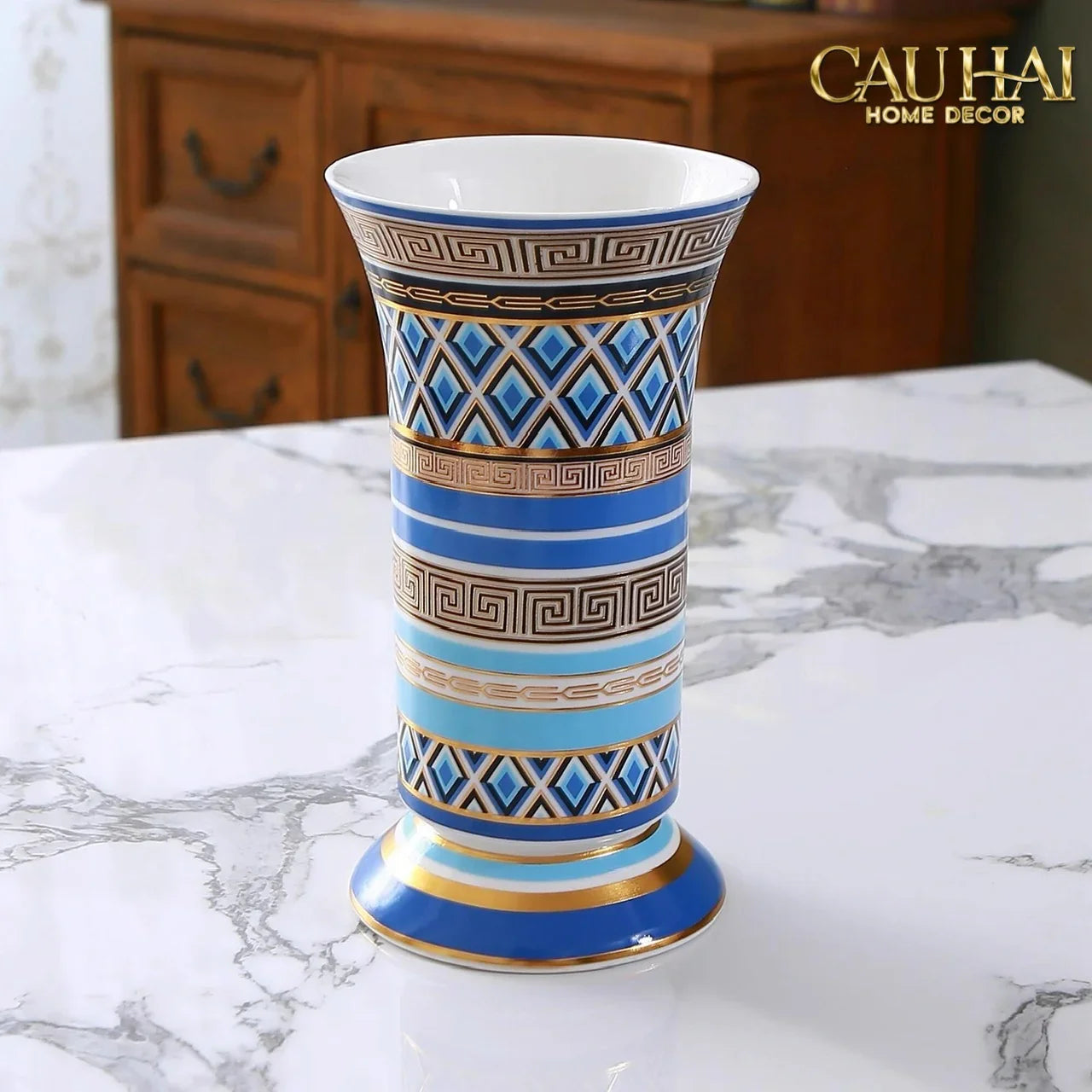 Maison Couture - Bình Hoa Colonne Impériale Azure H19-BÌNH HOA-CẬU HAI HOME DECOR