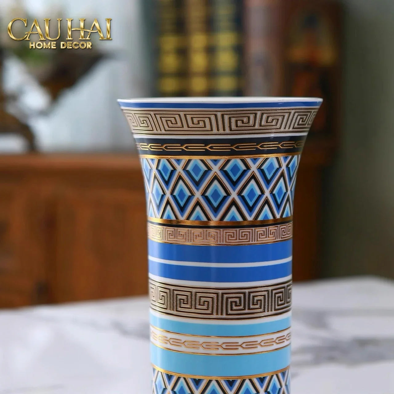 Maison Couture - Bình Hoa Colonne Impériale Azure H19-BÌNH HOA-CẬU HAI HOME DECOR