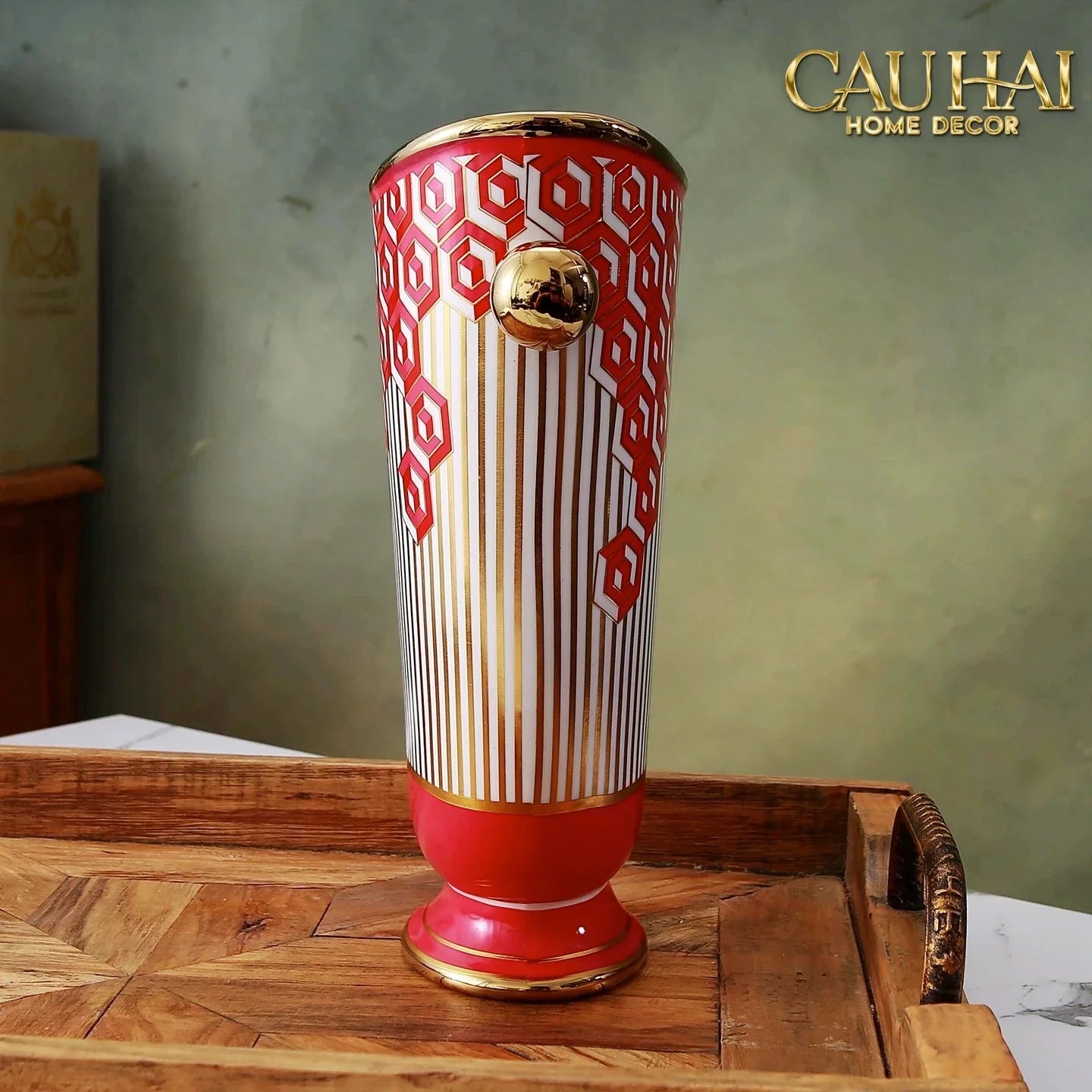 Maison Couture - Bình Hoa Dáng Đàn Lyre - Rouge Augure Amphora Vase Lyre Silhouette H28-BÌNH HOA-CẬU HAI HOME DECOR