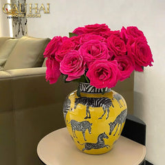 Maison Couture - Bình Hoa Gốm Sứ Hand-Painted Zebra Saffron Gold Artisan Vases-BÌNH HOA-CẬU HAI HOME DECOR
