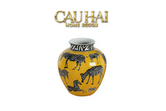 Maison Couture - Bình Hoa Gốm Sứ Hand-Painted Zebra Saffron Gold Artisan Vases-BÌNH HOA-CẬU HAI HOME DECOR