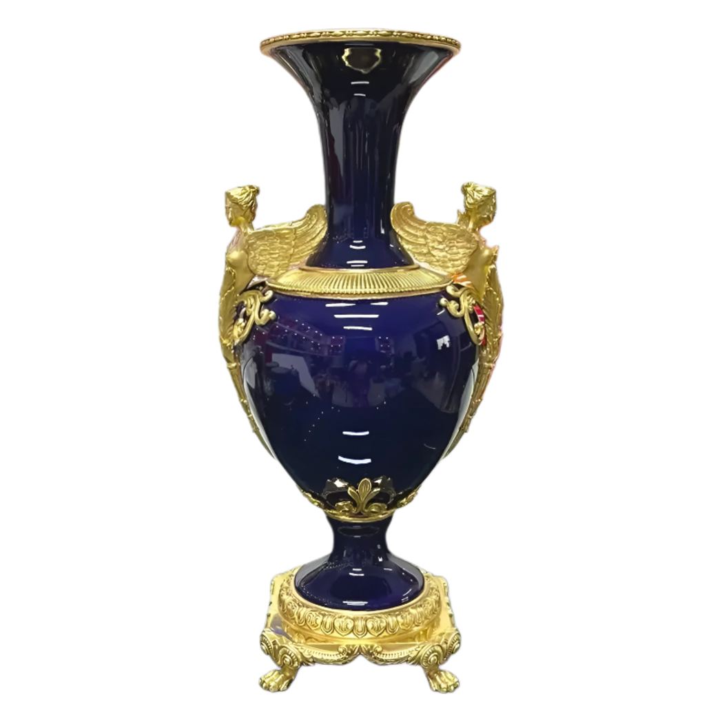 Maison Couture - Bình Hoa Imperium Empire Divin Vase Column Urn Seraphim Imperial Cobalt - Cậu Hai Home Decor