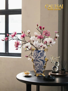 Maison Couture - Bình Hoa Imperium Empire Divine Vase - Dragonfly Horizon Urn Indochine Bleu H35x24x16-CẬU HAI HOME DECOR