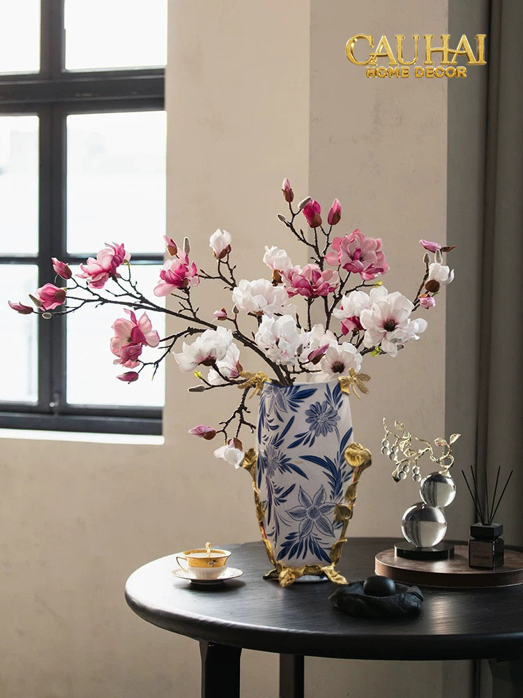 Maison Couture - Bình Hoa Imperium Empire Divine Vase - Dragonfly Horizon Urn Indochine Bleu H35x24x16-BÌNH HOA-CẬU HAỊ HOME DECOR-CẬU HAI HOME DECOR