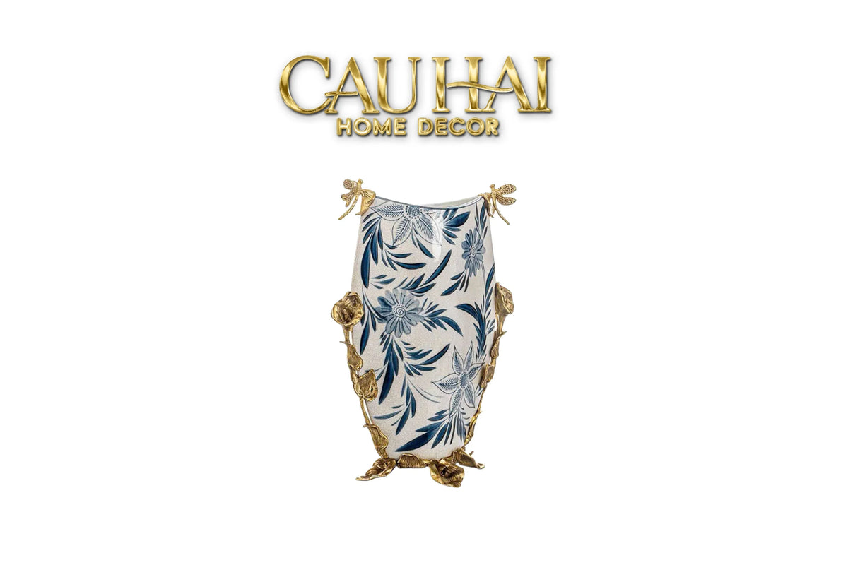 Maison Couture - Bình Hoa Imperium Empire Divine Vase - Dragonfly Horizon Urn Indochine Bleu H35x24x16-BÌNH HOA-CẬU HAỊ HOME DECOR-CẬU HAI HOME DECOR