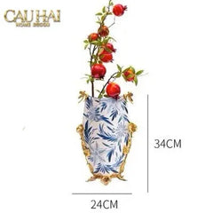Maison Couture - Bình Hoa Imperium Empire Divine Vase - Dragonfly Horizon Urn Indochine Bleu H35x24x16-CẬU HAI HOME DECOR