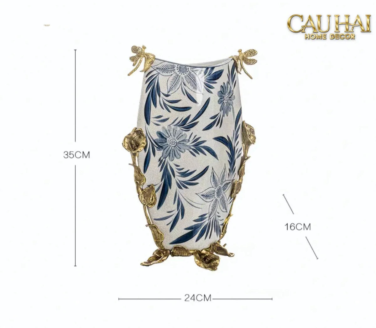 Maison Couture - Bình Hoa Imperium Empire Divine Vase - Dragonfly Horizon Urn Indochine Bleu H35x24x16-BÌNH HOA-CẬU HAỊ HOME DECOR-CẬU HAI HOME DECOR