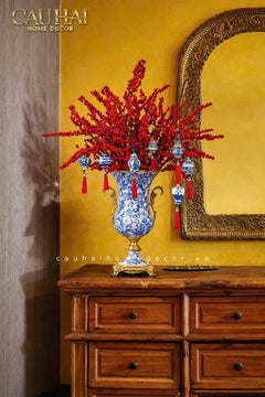 Maison Couture - Bình Hoa Imperium Empire Divine Vase - Indochine Revival Floréal Bleu Urn H40x28x23-CẬU HAI HOME DECOR
