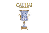 Maison Couture - Bình Hoa Imperium Empire Divine Vase - Indochine Revival Floréal Bleu Urn H40x28x23-BÌNH HOA-CẬU HAI HOME DECOR