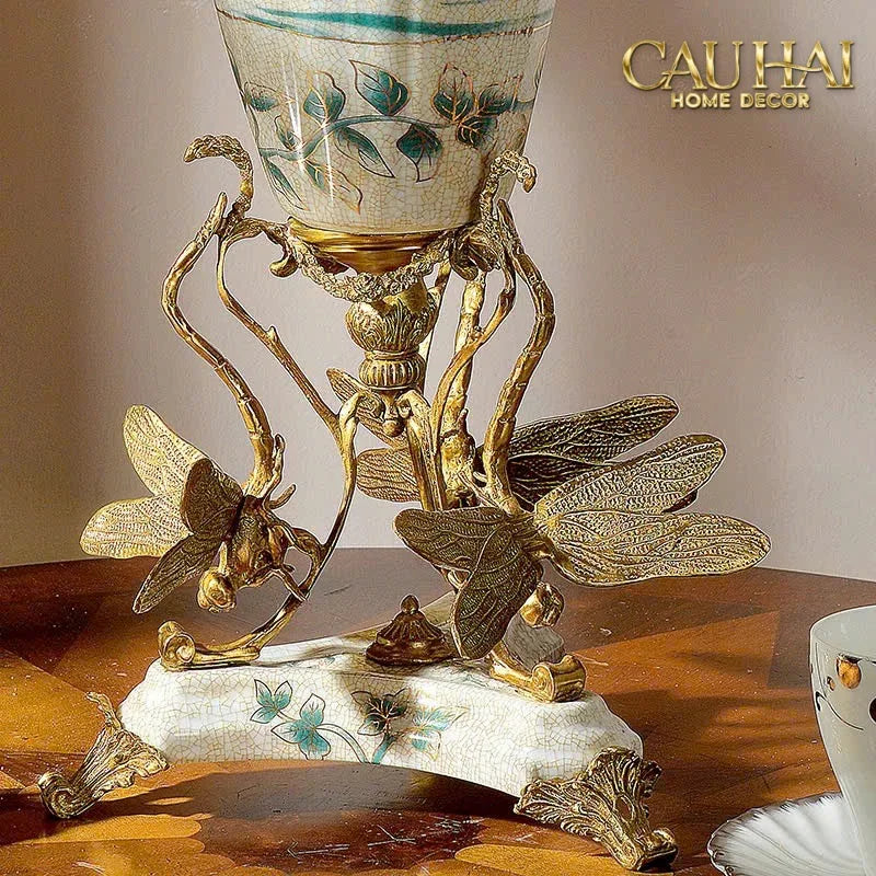 Maison Couture - Bình Hoa Imperium Empire Divine Vase - Papillon Pedestal – D’Ivoire H60x26x26-CẬU HAI HOME DECOR