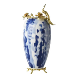 Maison Couture - Bình Hoa Khổng Tước Bằng Đồng- Dynasty Regal Paon Indigo Indochine H42-BÌNH HOA-Đối tác tại Trung Quốc theo từng đơn đặt hàng-CẬU HAI HOME DECOR