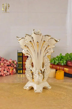 Maison Couture - Bình Hoa Khổng Tước Sứ Ngọc Cao Cấp Impérial Paon Empress Fan 33x48-CẬU HAI HOME DECOR