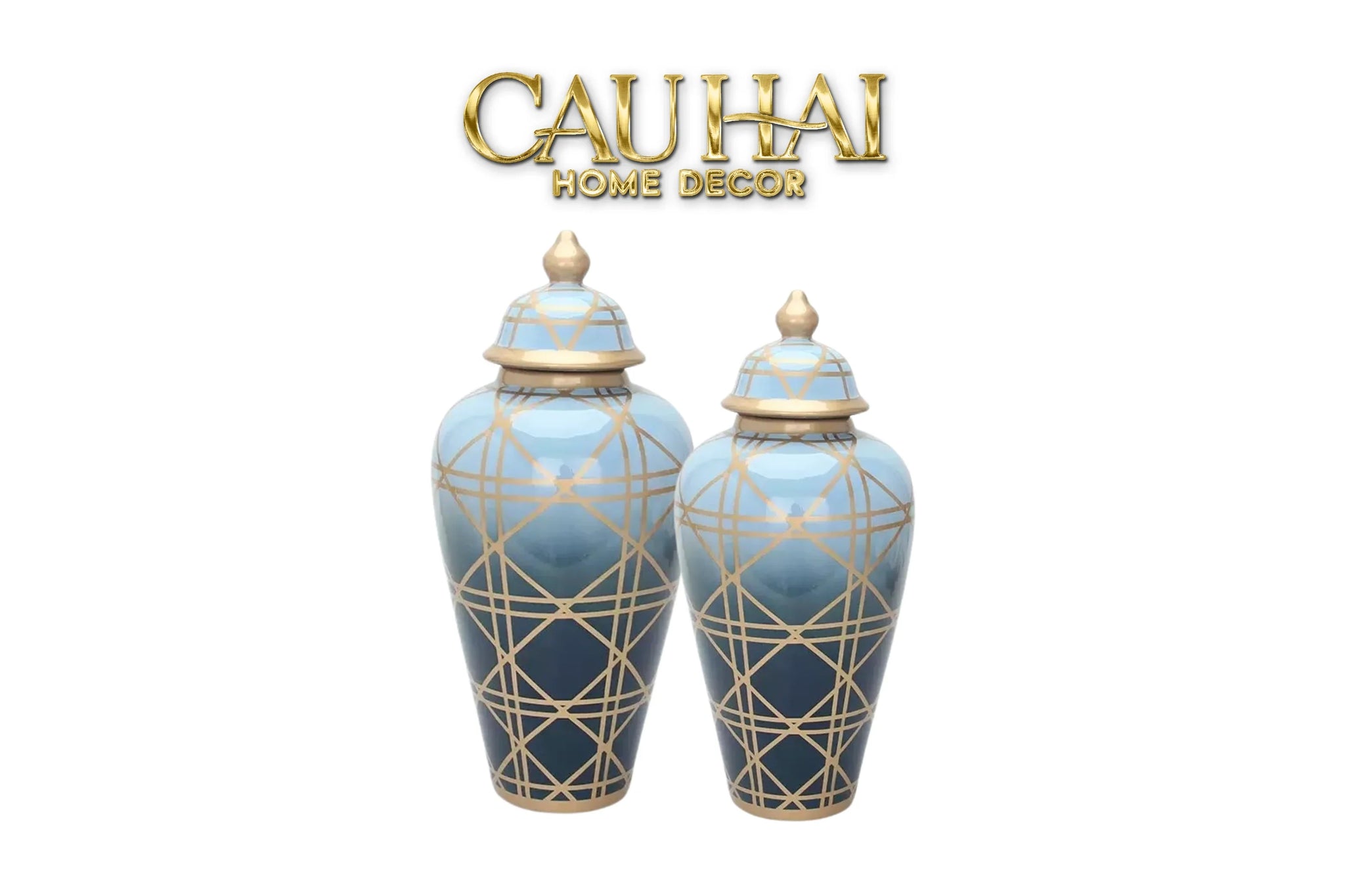 Maison Couture - Bình Hoa Ocean Gradation Cannage Porcelain H65/45-BÌNH HOA-CẬU HAI HOME DECOR