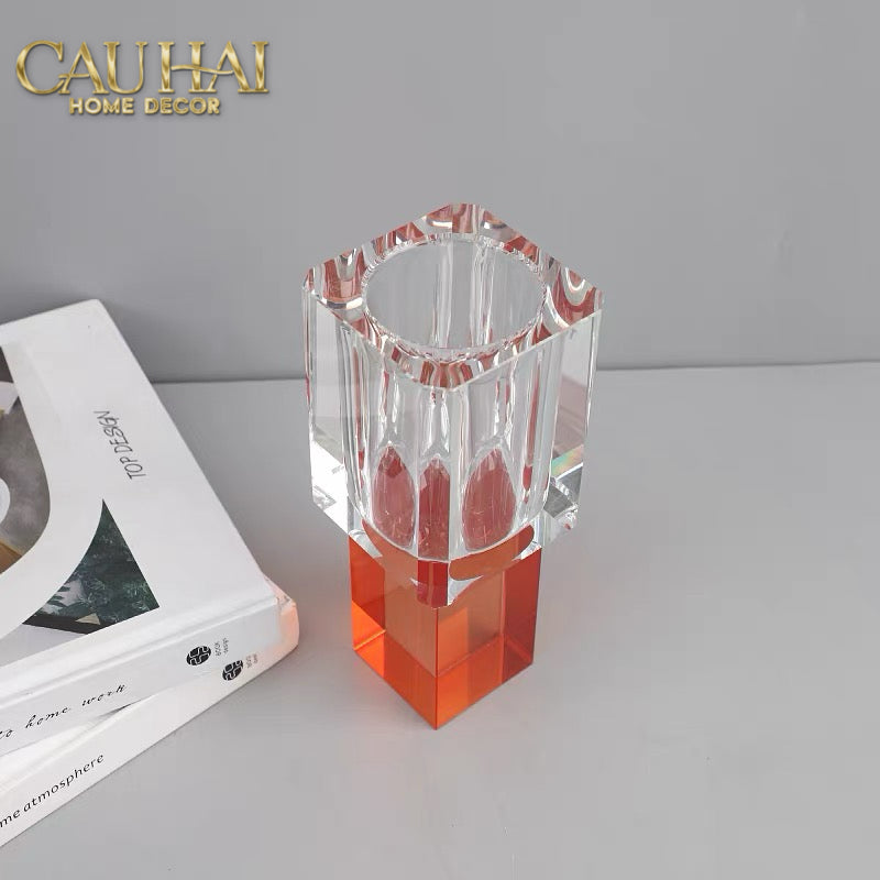 Maison Couture - Bình Hoa Pha Lê Atelier Émeraude Crystal Geometric Vessel 10x19-BÌNH HOA-Đối tác tại Trung Quốc theo từng đơn đặt hàng-CẬU HAI HOME DECOR