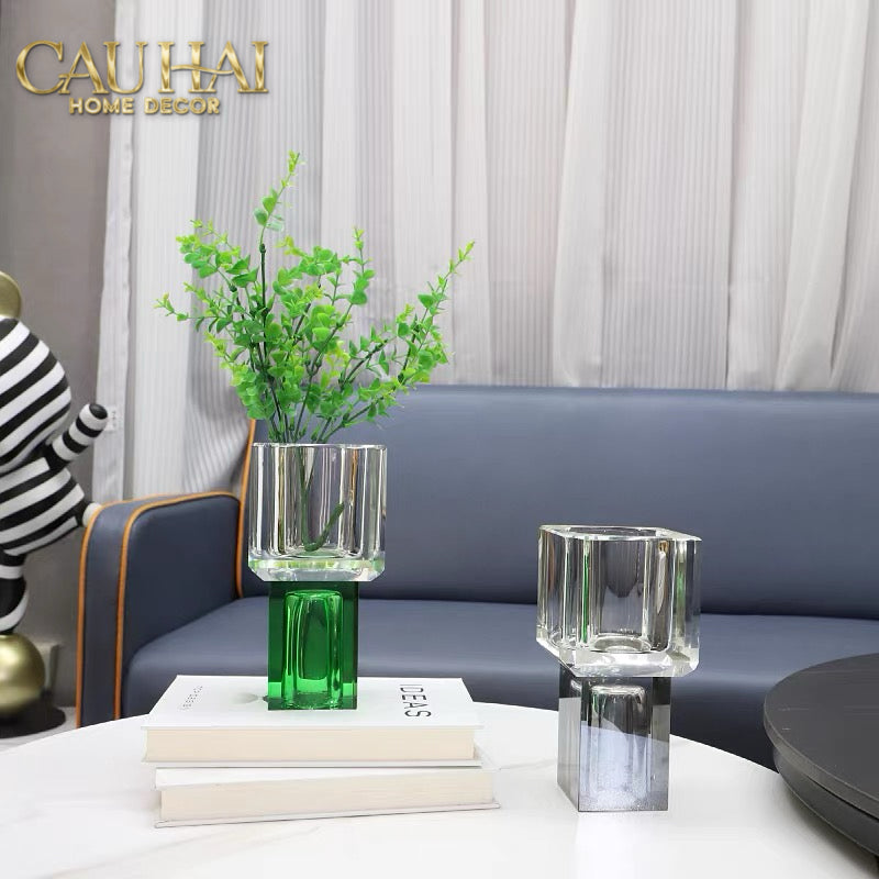 Maison Couture - Bình Hoa Pha Lê Atelier Émeraude Crystal Geometric Vessel 10x19-BÌNH HOA-Đối tác tại Trung Quốc theo từng đơn đặt hàng-CẬU HAI HOME DECOR