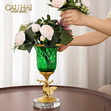 Maison Couture - Bình Hoa Pha Lê Brasson Papillon Emerald H30-CẬU HAI HOME DECOR