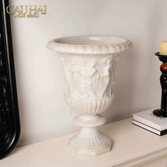 Maison Couture - Bình Hoa Phù Điêu Đá Sa Thạch Giả Ngọc - Amphora Des Dieux Dionysien - Patrimoine H47xM35-BÌNH HOA-CẬU HAI HOME DECOR