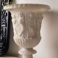 Maison Couture - Bình Hoa Phù Điêu Đá Sa Thạch Giả Ngọc - Amphora Des Dieux Dionysien - Patrimoine H47xM35-BÌNH HOA-CẬU HAI HOME DECOR