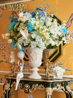 Maison Couture - Bình Hoa Phù Điêu Đá Sa Thạch Giả Ngọc - Amphora Des Dieux Dionysien - Patrimoine H47xM35-BÌNH HOA-CẬU HAI HOME DECOR