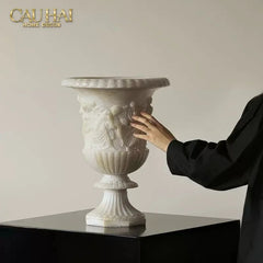 Maison Couture - Bình Hoa Phù Điêu Đá Sa Thạch Giả Ngọc - Amphora Des Dieux Dionysien - Patrimoine H47xM35-BÌNH HOA-CẬU HAI HOME DECOR