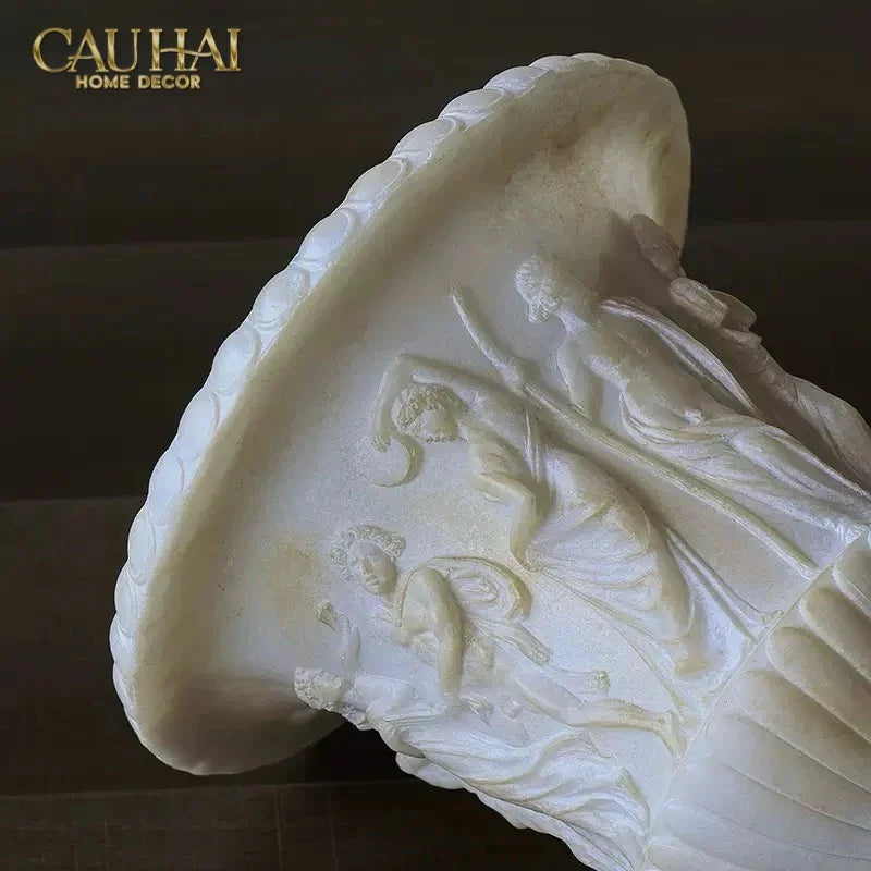 Maison Couture - Bình Hoa Phù Điêu Đá Sa Thạch Giả Ngọc - Amphora Des Dieux Dionysien - Patrimoine H47xM35-BÌNH HOA-CẬU HAI HOME DECOR