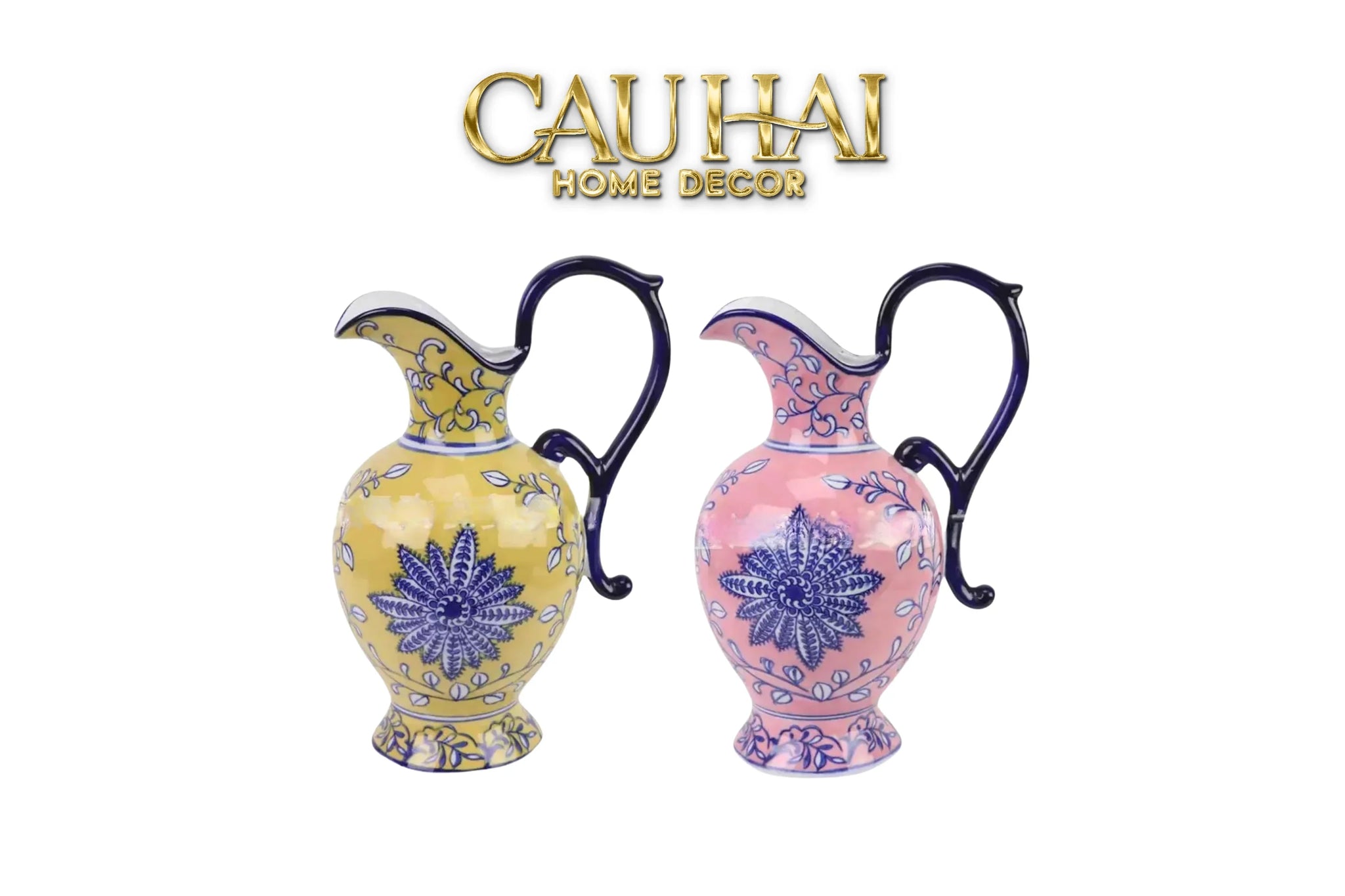 Maison Couture - Bình Hoa Pitcher Form – Fiorenza Duo Lumière Pocerlain Vases-BÌNH HOA-CẬU HAI HOME DECOR
