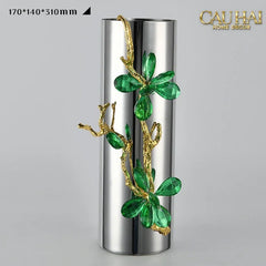 Maison Couture - Bình Hoa Platium Đá Pha Lê Emerald Métallique Aurum Branche 17x14x31-BÌNH HOA-CẬU HAI HOME DECOR