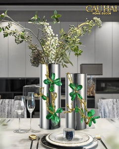Maison Couture - Bình Hoa Platium Đá Pha Lê Emerald Métallique Aurum Branche 17x14x31-BÌNH HOA-CẬU HAI HOME DECOR