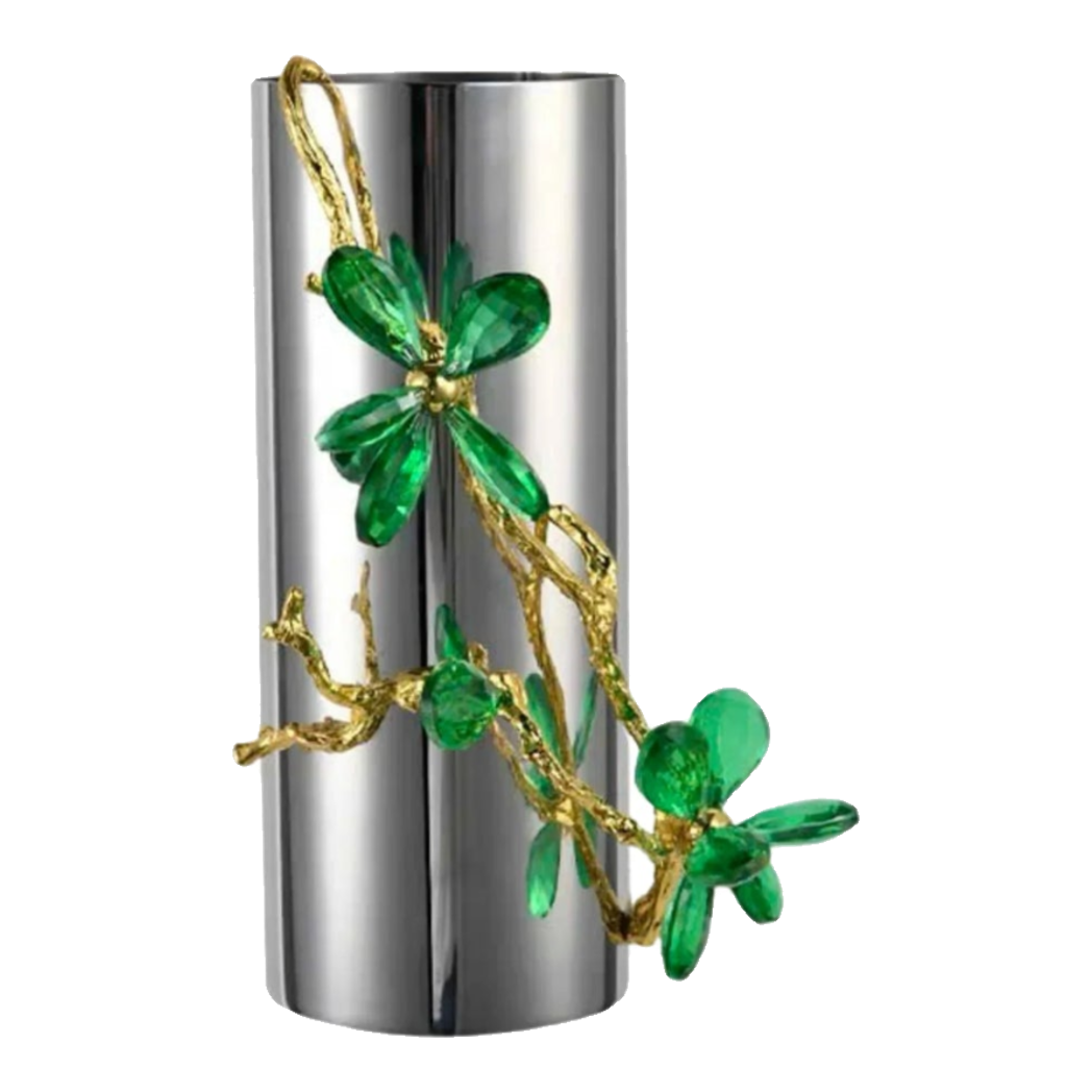Maison Couture - Bình Hoa Platium Đá Pha Lê Emerald Métallique Aurum Branche 17x14x31