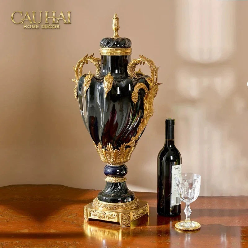 Maison Couture – Bình Hoa Sứ Đồng Imperium Empire Amphora Of Dionysus - Barocco Divine Vase H52-BÌNH HOA-CẬU HAỊ HOME DECOR-CẬU HAI HOME DECOR